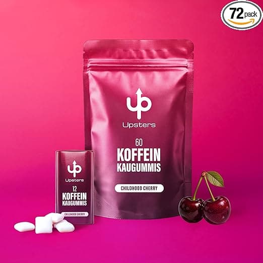 Upsters Koffein-Kaugummi Childhood Cherry – 20% sparen, kein Kaffee nötig